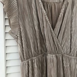 athena pleated maxi dress in gold